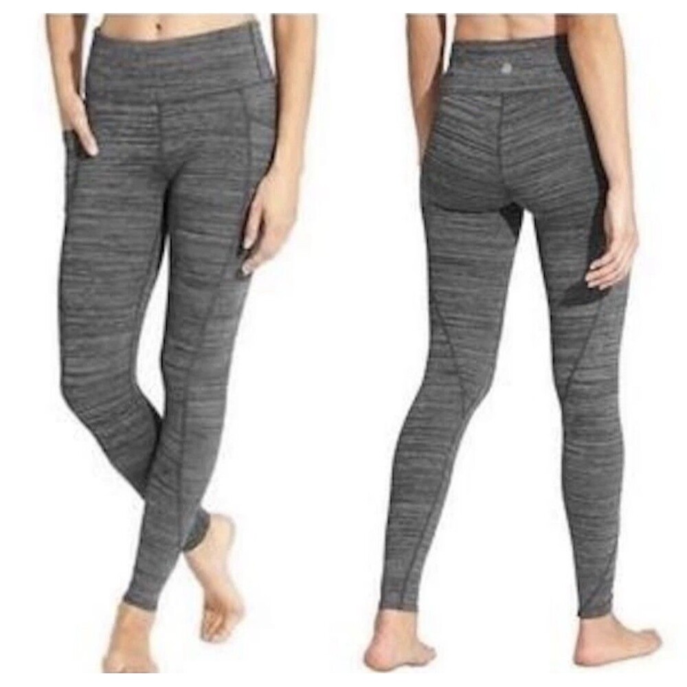 Athleta High Rise Chaturanga To Town Gray Leggings Size S Space Dye Pockets
